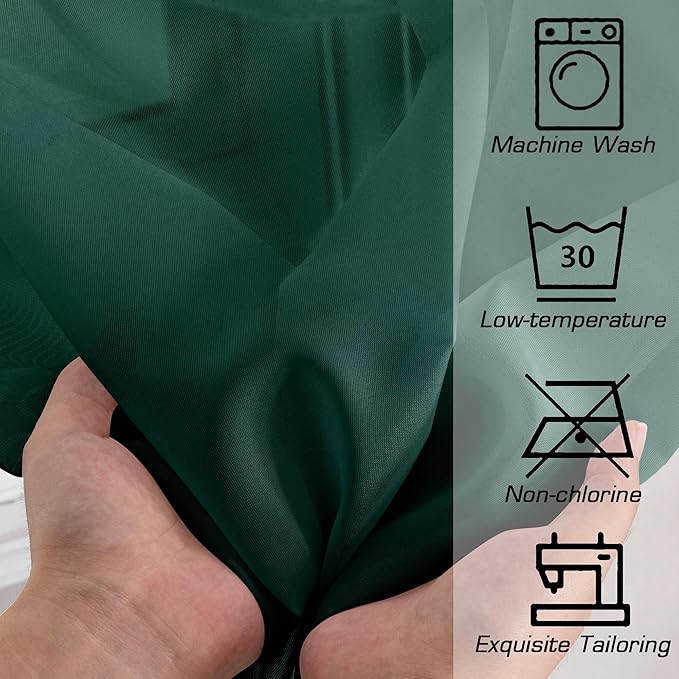 OWENIE Sheer Curtains 63 inch Length 2 Panels Set, Light Weight Soft Solid Light Filtering Fimly Sheer Curtains for Bedroom Living Room, Rod Pocket Window Treatments, Hunter Green, 42Wx63L Inch