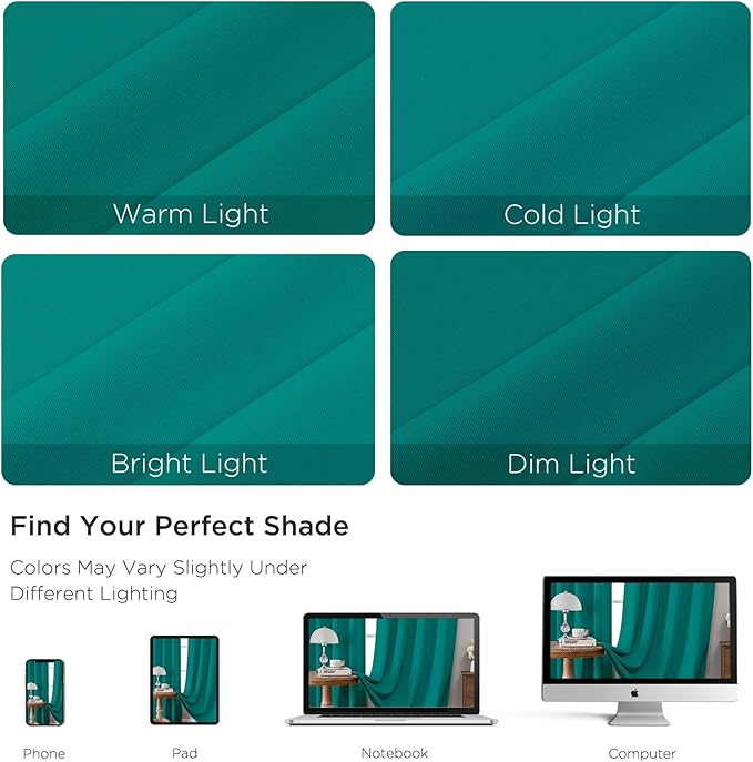 CUCRAF Turquoise Blackout Curtains Customize, Rod Pocket Room Darkening Curtain for Bedroom Living Room, Thermal Insulated Window Drapes 1 Panel (Custom Size, Color)