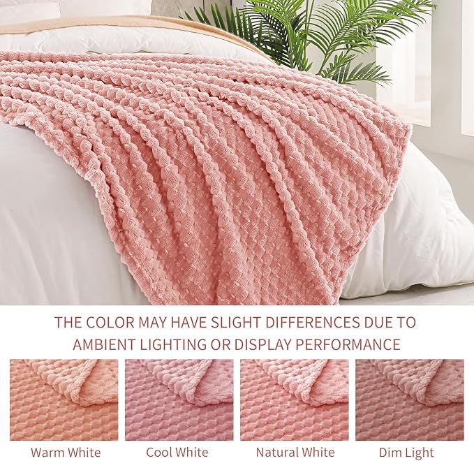 Exclusivo Mezcla Fleece Twin Blanket for Bed, Extra Large Fuzzy Dusty Pink Bed Blankets, Soft Cozy Plush Sofa Throws for All Seasons, 60x80 Inches