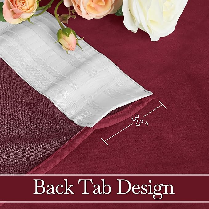 RYB HOME Burgundy Red Velvet Curtains for Christmas Decor, Soft Luxury Backdrops for Studio Theater, Rod Pocket & Back Tab Modern Design for Bedroom Living Room, 52" W x L90 L, 2 Panels Set