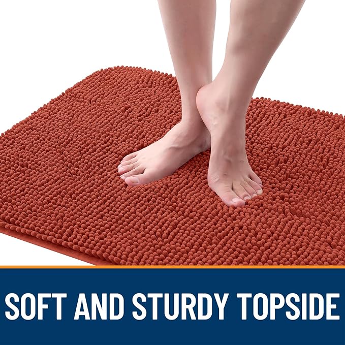 OLANLY Dog Door Mat for Muddy Paws 35x24, Absorbs Moisture and Dirt, Absorbent Non-Slip Washable Doormat, Quick Dry Chenille Mud Mat for Dogs, Entry Indoor Entryway Carpet for Inside Floor, Maple Red