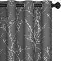 Deconovo Blackout Curtains 95 Inches Long, Light Gray Drapes for Living Room, Branch Silver Print, Soundproof Thermal Insulated Privacy Window Curtain for Bedroom Nursery, Set of 2, Machine Washable