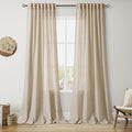 Taupe Burlywood Linen 112 Inch Curtains for Living Room Light Filtering Semi Sheer Curtain Back Tab Rustic Modern Farmhouse Decor Drapes Floor to Ceiling High Window for Bedroom 52x112, 2 Panels