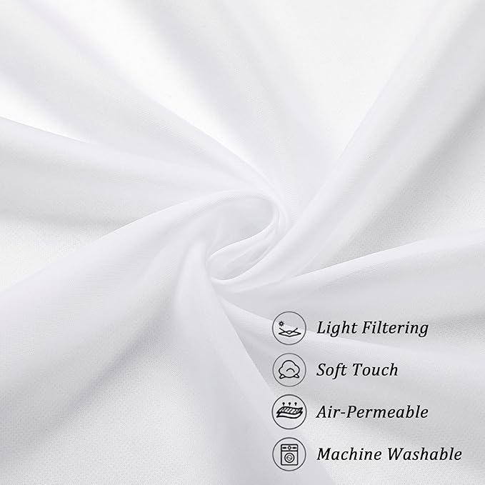 Chyhomenyc Ivory Sheer Scarf Valances for Windows 216 Inch Extra Long, Window Scarf Drapes Rod Pocket Backdrop for Wedding Arch Draping/Party/Canopy Bed/Living Room, 2PC, 18 Feet Length
