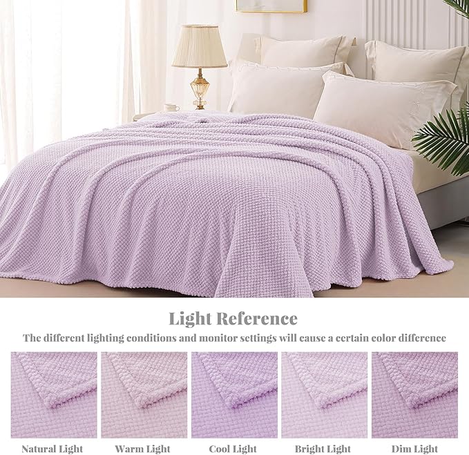 Whale Flotilla Extra Large Fuzzy Fleece Throw Blanket for Couch, 50x70 Inch Fluffy Warm Soft Jacquard Blankets for All Season, Lightweight and Cozy, Lilac