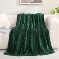 Puncuntex Dark Green Throw Blanket 60"×80" inches Fuzzy 3D Jacquard Decorative Flannel Fleece Super Soft Plush Cozy Blanket for Couch Sofa Chair Lightweight