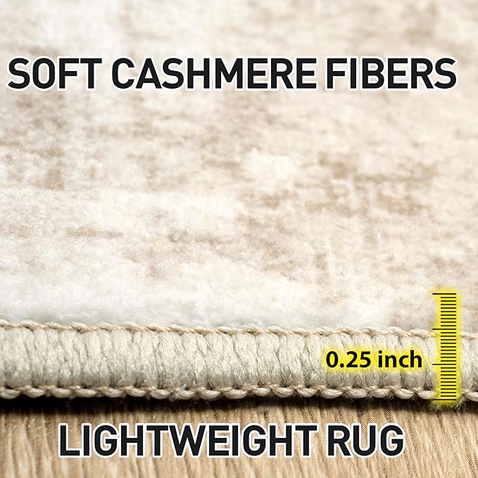 6x9 Area Rugs Washable Rug: Large Modern Abstract Living Room Rug Soft Anti-Skid Thin Carpet Indoor Floor Non-Shedding Carpets for Bedroom Dining Room Farmhouse Nursery Home Office Beige Grey