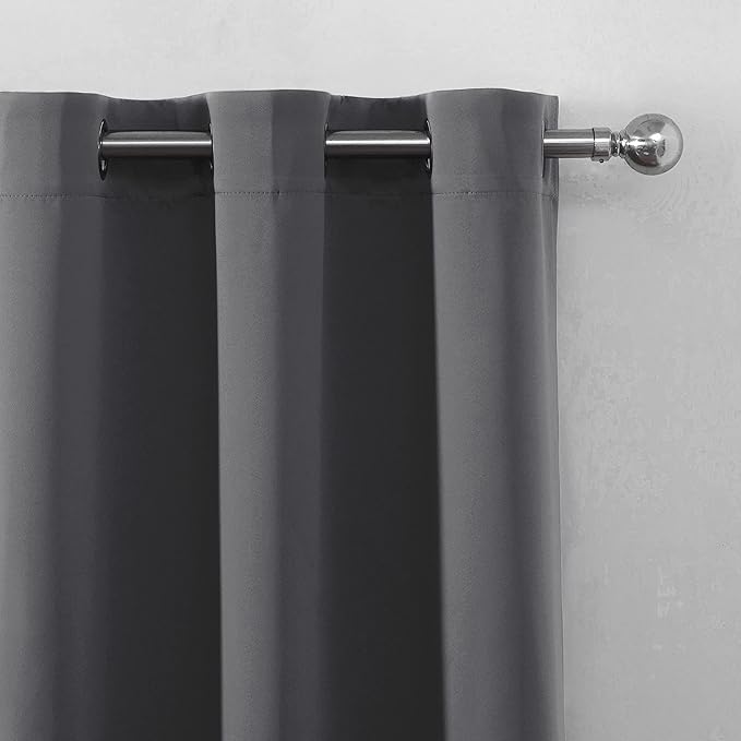 LEMOMO Grey Thermal Blackout Curtains/38 x 84 Inch/Set of 2 Panels Room Darkening Curtains for Bedroom