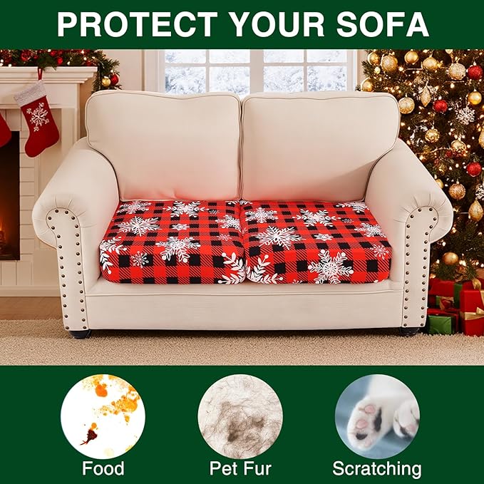 Smiry Printed Couch Cushion Covers, Stretch Soft Couch Covers for Sofa, Washable Non-Slip Sofa Slipcover Furniture Protector for Indoor and Outdoor (2 Pack, Burgundy)