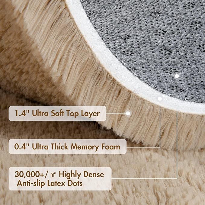 5x7 Ft Shag Beige Rugs for Bedroom Living Room, Ultra Soft Fluffy Furry Area Rugs for Playroom Indoor Floor, Aesthetic Carpet for Kids Home Decor