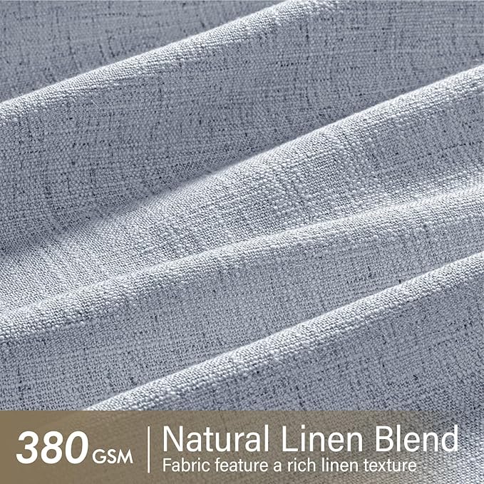 MIULEE Pinch Pleated Thick Linen Curtains 90 Inches Long 2 Panels for Living Room Bedroom, Linen Textured Memory Trained Pleat Drapes Back Tab Light Filtering Light Blue Window Curtains with Hooks