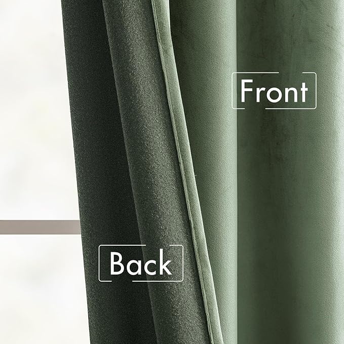 MIULEE Sage Green Velvet Curtains 84 inches - Luxury Blackout Curtains for Bedroom Living Room Thermal Insulated Super Soft Window Drapes Back Tab Rod Pocket, W52 x L84 inches, 2 Panels