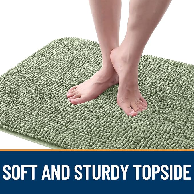 OLANLY Dog Door Mat for Muddy Paws 59x20, Absorbs Moisture and Dirt, Absorbent Non-Slip Washable Doormat, Quick Dry Chenille Mud Mat for Dogs, Entry Indoor Entryway Carpet for Inside Floor, Sage Green