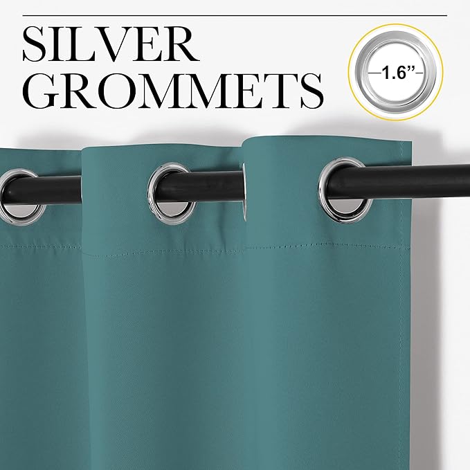 NICETOWN Sea Teal Blackout Curtains 78 inches Length for Bedroom, 2 Panels, 42" Wide, Thermal Insulated Decoration Drapes for Office Window