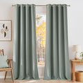 NICETOWN Faux Linen Sage Green Blackout Curtains 84 inches Long for Living Room - Privacy Panels for Bedroom, Modern Farmhouse Style Easy Care Grommet Top, 2 Panels, W52 by L84