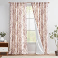 jinchan Lined Linen Blend Curtain Floral Curtains for Living Room 108 Inches Long Farmhouse Red Flower Printed Curtain Rod Pocket Back Tab Peony Patterned Drapes Curtains Set 2 Panels