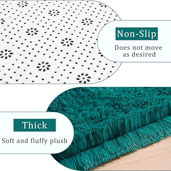 Amearea Blue and Green Shag Area Rug 5' x 7' - Luxury Soft Plush Fuzzy Carpet for Living Room, Indoor Fluffy Teal Green Large Rugs for Bedroom Nursery Non Slip Shaggy Carpets Home Decor