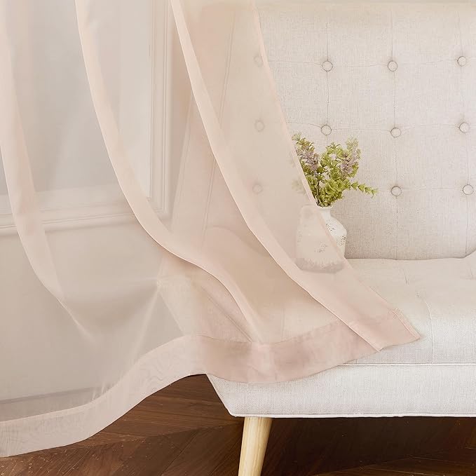 NICETOWN Taupe Sheer Curtains 72 inches Long, Grommet Light Filtering Window Treatments Airy & Breathable Soft Drapes for Bedroom/Home Office, W54 x L72, 2 Panels