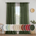 MIULEE Olive Green Linen Curtains 108 Inches Long for Bedroom Living Room, Soft Thick Linen Textured Window Drapes Semi Sheer Light Filtering Back Tab Rod Pocket Christmas Decor, 2 Panels