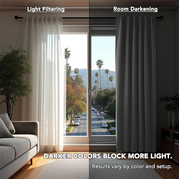 Deconovo Blackout Curtains, Thermal Insulated, W52 x L45 2 Panels, Back Tab, Machine Washable, Room-Darkening Drapes for Bedroom/Living Room Light Grey
