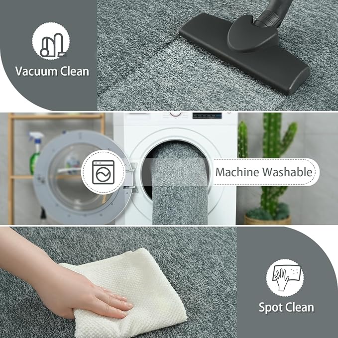AROGAN Washable 4×6 Bedroom Rug, Modern Area Rugs with Soft Memory Foam for Living Room, Minimalist Non-Slip Indoor Floor Carpet for Dining Room Office Kids Playroom Decor, Grey