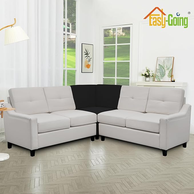Easy-Going Stretch Sectional Corner Sofa Slipcover 1-Piece Couch Sofa Cover Furniture Protector Soft with Elastic Bottom for Kids, Pet, Spandex Jacquard Fabric Black