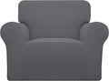 Easy-Going Stretch Chair Sofa Slipcover 1-Piece Couch Sofa Cover Furniture Protector Soft with Elastic Bottom for Kids, Pet. Spandex Jacquard Fabric Small Checks (Chair, Gray)