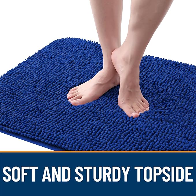 OLANLY Dog Door Mat for Muddy Paws 47x20, Absorbs Moisture and Dirt, Absorbent Non-Slip Washable Doormat, Quick Dry Chenille Mud Mat for Dogs, Entry Indoor Entryway Carpet for Inside Floor, Royal Blue