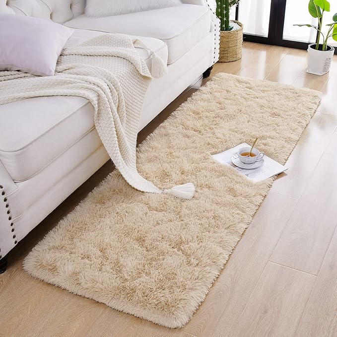 Chicrug Soft Runner Rugs for Bedroom Living Room Plush Fluffy Rug 3x8 Feet, Shag Furry Area Rug Carpet Non Shedding for Nursery Children Kids Girls Room Home Decorative, Camel