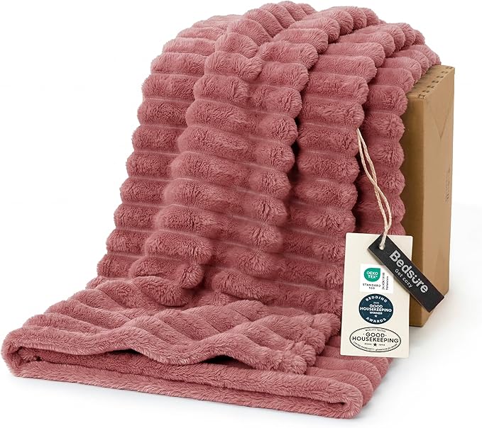 Bedsure GentleSoft Brick Dust Fleece Throw Blanket for Couch - Cozy Soft Blankets for Women, Cute Small Throws for Girls, 50x60 Inches