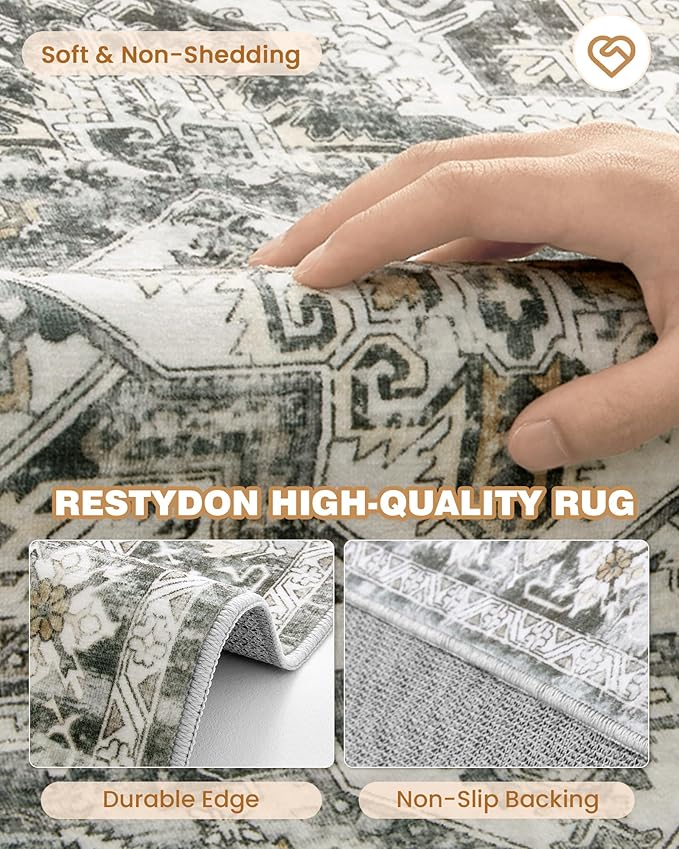 Kitchen Runner Rug Non Slip Washable 2.5x10, Soft Ultra-Thin Entryway Rug Runners for Hallways, Carpet Runner for Living Room,Kitchen, Laundry, Bathroom(Grey/Beige,2.5'x10')