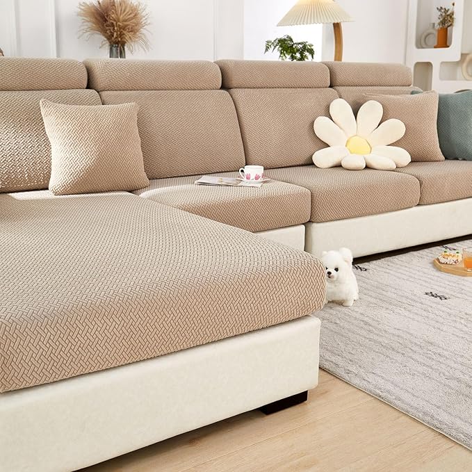Sofa Covers Couch Covers for Sofa Pet Friendly Couch Cushion Covers Universal Sofa Covers Washable Stretch Slipcovers for Sectional Sofa (Light Coffee,Extra Large Single Seat Cover)