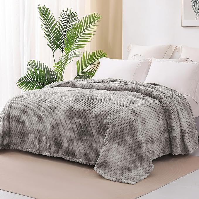Exclusivo Mezcla Fleece Twin Blanket for Bed, Extra Large Fuzzy Tie-dye Grey Bed Blankets, Soft Cozy Plush Sofa Throws for All Seasons, 60x80 Inches