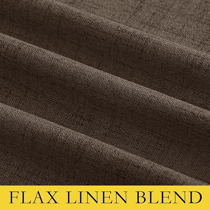NICETOWN Coffee Vintage Linen 100% Blackout Curtains for Living Room, Thermal Insulated Curtains 72" Long, Noise Reducing Window Treatment Drapes for Hall Room, 52" Wide Per Panel, Set of 2