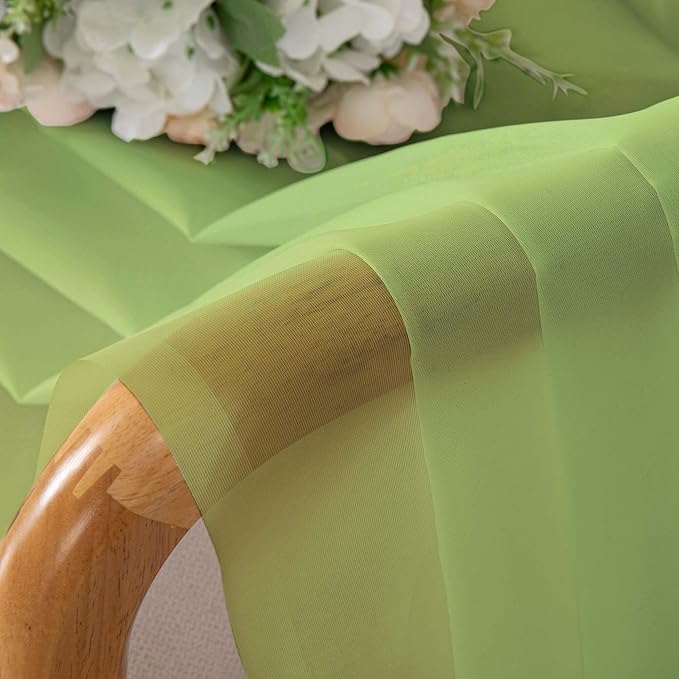 Chyhomenyc Sheer Curtains 63 Inch Length 2 Panels Set, Light Filtering Rod Pocket Window Curtain Treatment Drapes for Bedroom Living Room, Each 42Wx63L, Set of 2, Lime