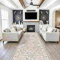 Washable 4x12 Wide Hallway Runners: 12ft Vintage Soft Runner Rug for Entryway Living Room Non Slip Water Resistant Carpet for Kitchen Dining Room Ultra Thin Nursery Bedroom Area Rug(Beige,4x12)