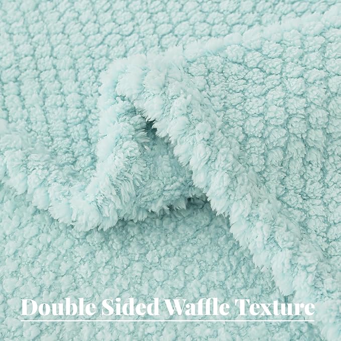Whale Flotilla Twin Size Fuzzy Fleece Blanket for Bed, 60x80 Inch Fluffy Warm Soft Jacquard Blankets for All Season, Lightweight and Cozy, Light Blue