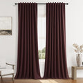 Guken Reddish Brown 100% Blackout Linen Curtains 120 Inch Length 2 Panels Set for Living Room Bedroom Back Tab/Rod Pocket Thermal Insulated Farmhouse Black Out Drapes Room Darkening,52x120