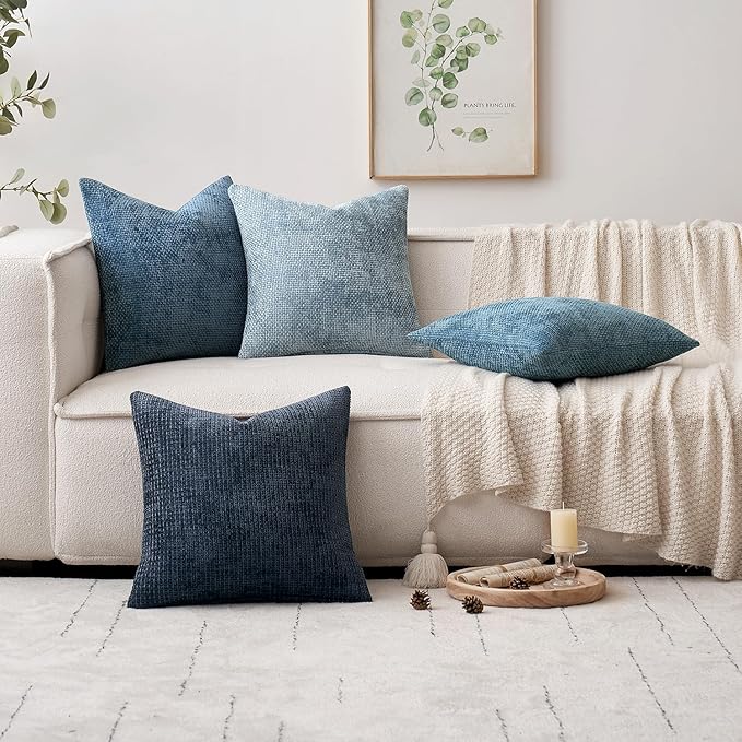 MIULEE Pack of 2 Couch Throw Pillow Covers 18x18 Inch Coastal Smoke Blue Modern Boho Accent Decorative Pillow Covers Soft Farmhouse Cushion Covers for Home Decor Bed Sofa Living Room