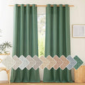 NICETOWN Thick Linen Curtains & Drapes Semi Sheer for Living Room 96 inch Length, Grommet Linen Blend Privacy with Light Filter for Home Office/Farm House, W55 x L96, Olive Green, 1 Pair