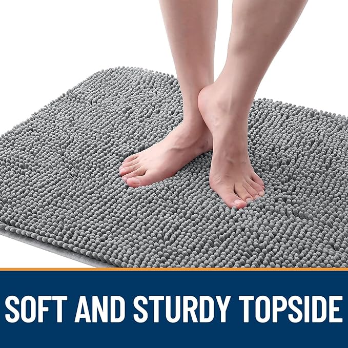 OLANLY Dog Door Mat for Muddy Paws 54x32, Absorbs Moisture and Dirt, Absorbent Non-Slip Washable Doormat, Quick Dry Chenille Mud Mat for Dogs, Entry Indoor Entryway Carpet for Inside Floor, Grey
