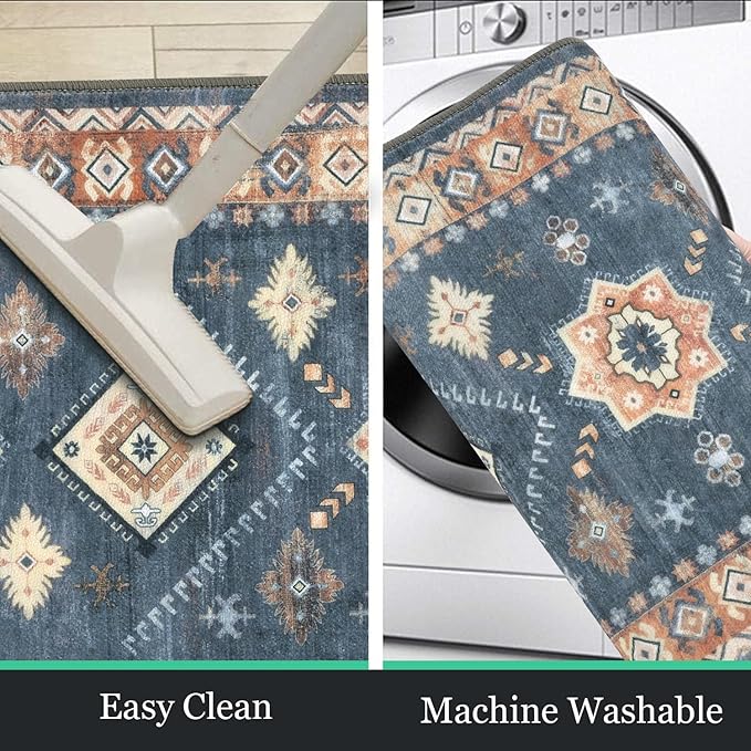 HEBE Boho Kitchen Rug Sets 3 Piece with Runner Non Slip Kitchen Rugs and Mats Washable Kitchen Mats for Floor Thick Kitchen Floor Mat Carpet Runner Rugs for Hallway Laundry Holiday Decor