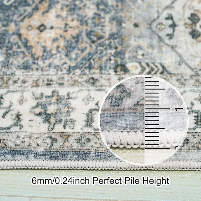 TOPRUUG Hallway Runner Rug 2x6 - Non Slip Hallway Runner Rug Stain Resistant Durable Kitchen Rugs and Mats Non Skid Soft Washable Waterproof Carpet Runner for Living Room Bedroom Bathroom (Grey, 2X6)