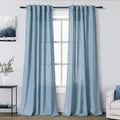 Blue Linen Curtains 102 Inches Long for Living Room 2 Panel Set Back Tab Rod Pocket Dusty Blue Semi Sheer Curtains Light Filtering Burlap Extra Long Drapes Farmhouse Decor for High Window 40x102
