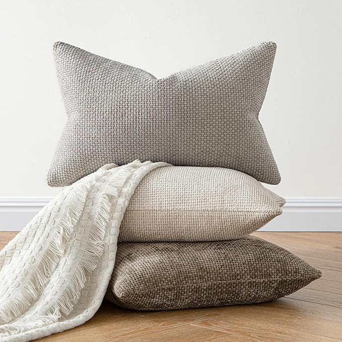 MIULEE Pack of 2 Couch Throw Pillow Covers 20x20 Inch Light Gray Modern Boho Accent Decorative Pillow Covers Soft Chenille Farmhouse Cushion Covers for Home Decor Bed Sofa Living Room
