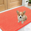 OLANLY Dog Door Mat for Muddy Paws 24x16, Absorbs Moisture and Dirt, Absorbent Non-Slip Washable Doormat, Quick Dry Chenille Mud Mat for Dogs, Entry Indoor Entryway Carpet for Inside Floor, Coral