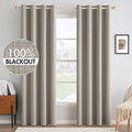 MIULEE Linen Curtains for Bedroom Solid 100% Blackout Thermal Insulated Greige Curtains Grommet Room Darkening Drapes for Living Room Nursery 52x84 Inch (2 Panels)