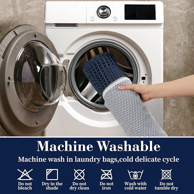 RESARE Waffle Bath Mat for Bathroom, Super Absorbent Bathroom Rugs Non Slip Machine Washable, Ultra Soft Quick Dry Boho Bath Rugs with Tassels for Floor, Upgraded Bordered Design, 24"x36" Navy