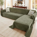 Sectional Couch Covers, 2 Pieces Washable L Shaped Couch Covers Sofa Blanket for Dogs Pet Friendly Sectional Sofa Slipcovers Furniture Covers,71"x 102"+ 71"x 110",(Large,Green)