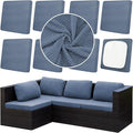 8Pcs Outdoor Cushion Covers,Patio Cushion Covers,Stretch Elastic Slipcovers,Replacement Washable & Reusable Furniture Protector for Patio Couch,Jacquard Textured Twill Fabric(Grey Blue)